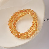 Natural Citrine Beaded Multi-Wrap Bracelet Yellow Crystal