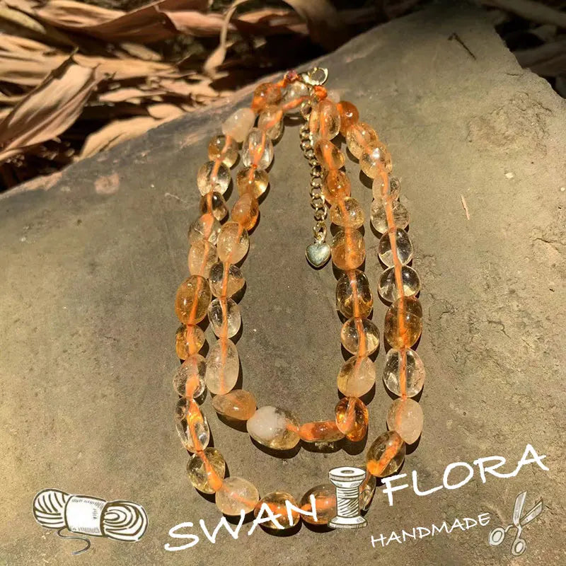 Natural Citrine Choker Necklace for Women