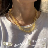 Natural Citrine Choker Necklace Gemstone Women High Jewelry