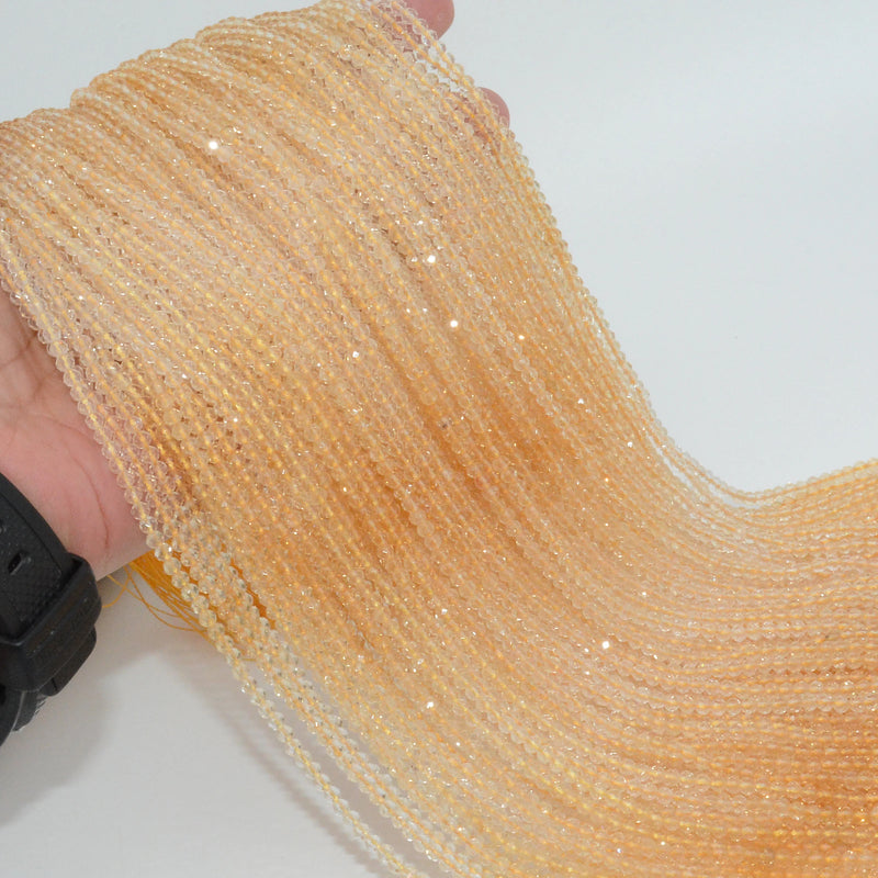 Natural Citrine Faceted Round Beads 2.7mm Selected