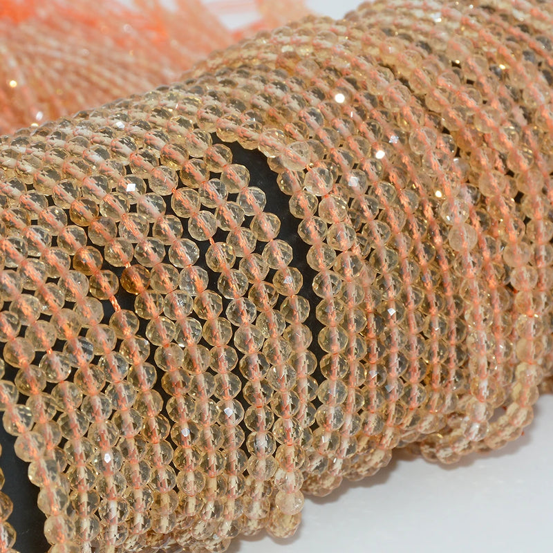 Natural Citrine Faceted Round Beads 4mm, No Treatment