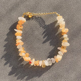 Natural Citrine Gravel Bracelet Quartz Crystal Stone Bangle for Women