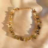 Natural Citrine Gravel Bracelet Quartz Crystal Stone Bangle for Women