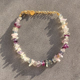 Natural Citrine Gravel Bracelet Quartz Crystal Stone Bangle for Women