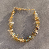 Natural Citrine Gravel Bracelet Quartz Crystal Stone Bangle for Women