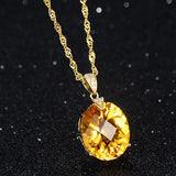 Natural Citrine Gemstone Pendant Necklace Wedding Jewelry Gift