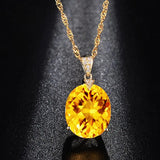 Natural Citrine Gemstone Pendant Necklace Wedding Jewelry Gift