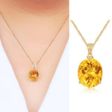 Natural Citrine Gemstone Pendant Necklace Wedding Jewelry Gift