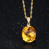 Natural Citrine Gemstone Pendant Necklace Wedding Jewelry Gift