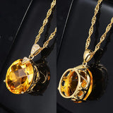 Natural Citrine Gemstone Pendant Necklace Wedding Jewelry Gift