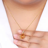 Natural Citrine Gemstone Pendant Necklace Wedding Jewelry Gift