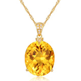 Natural Citrine Gemstone Pendant Necklace Wedding Jewelry Gift