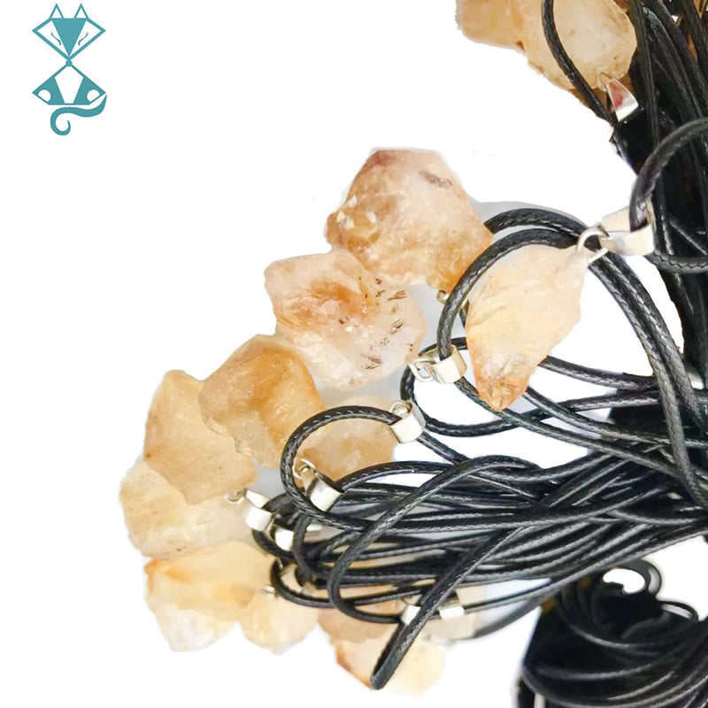 Natural Citrine Pendant For Women - Citrine Raw Stone Necklace