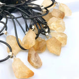 Natural Citrine Pendant For Women - Citrine Raw Stone Necklace