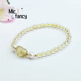 Natural Citrine Pixiu Beads Bracelet Women Ethnic Style Charm Jewelry