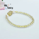 Natural Citrine Pixiu Beads Bracelet Women Ethnic Style Charm Jewelry