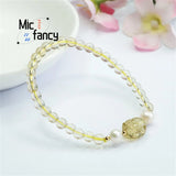 Natural Citrine Pixiu Beads Bracelet Women Ethnic Style Charm Jewelry