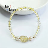 Natural Citrine Pixiu Beads Bracelet Women Ethnic Style Charm Jewelry