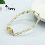 Natural Citrine Pixiu Beads Bracelet Women Ethnic Style Charm Jewelry