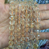 Natural Citrine Quartz Beads 15'' Round Faceted Carved Watermelon DIY