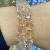 Natural Citrine Quartz Beads 15'' Round Faceted Carved Watermelon DIY