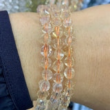 Natural Citrine Quartz Beads 15'' Round Faceted Carved Watermelon DIY