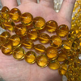Natural Citrine Quartz Beads 15'' Yellow Coin Button DIY Loose Beads