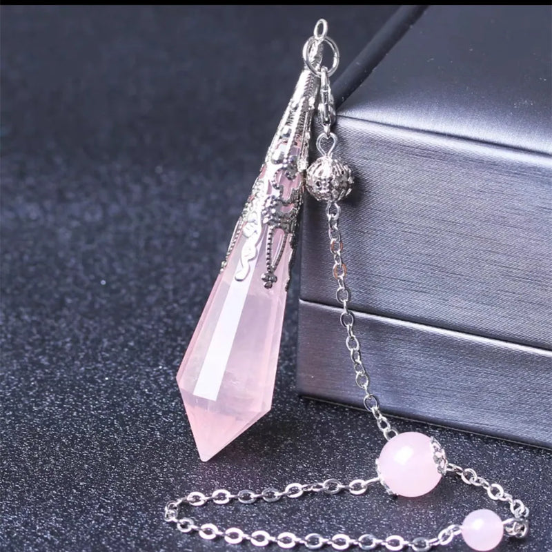 Natural Citrine Rose Quartz Amethyst Pendulum Necklace 60x15mm