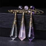 Natural Citrine Rose Quartz Amethyst Pendulum Necklace 60x15mm