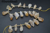 Natural Citrine Rough Point Yellow Crystal Quartz Stone Loose Beads
