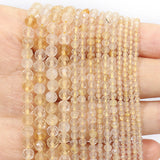 Faceted Natural Citrine Stone Beads 2mm 3mm 4mm Round Shape for DIY Jewelry