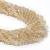 Faceted Natural Citrine Stone Beads 2mm 3mm 4mm Round Shape for DIY Jewelry