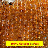 Natural Citrine Stone Beads for Jewelry Making Round Smooth Gemstone Beads