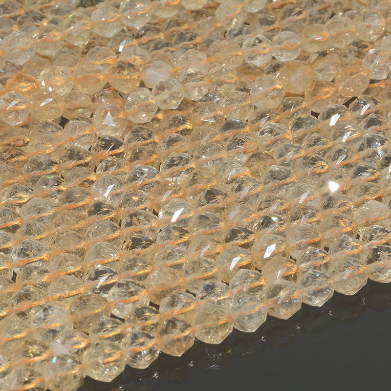 Natural Citrine Triangle Faceted Round Beads 8mm