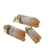 Natural Citrine Yellow Crystal Stone Druzy Pendant for Jewelry Making