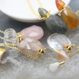 Natural Citrine/Agate Perfume Bottle Pendant, Essential Oil Diffuser Necklace