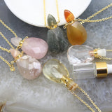 Natural Citrine/Agate Perfume Bottle Pendant, Essential Oil Diffuser Necklace