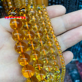 5A Natural Citrines Quartz Beads Yellow Round Loose Spacer 4 6 8 10 mm