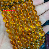 5A Natural Citrines Quartz Beads Yellow Round Loose Spacer 4 6 8 10 mm