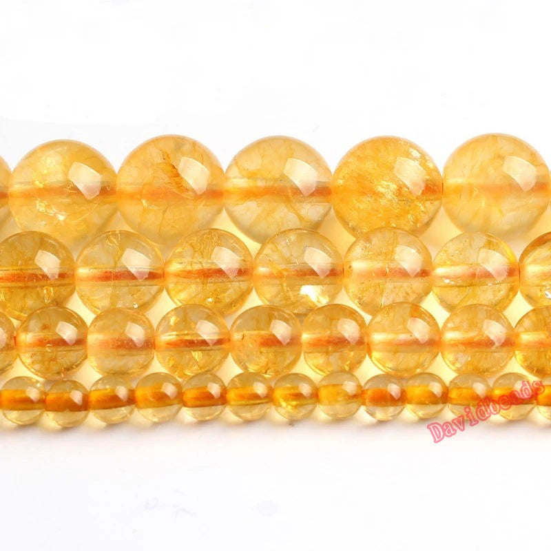 Natural Citrines Crystal Beads Yellow Quartz Stone Beads DIY Bracelet 4-12mm