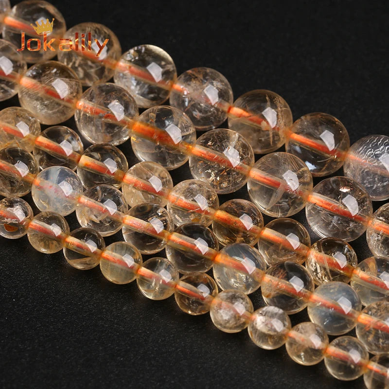 Natural Citrine Quartz Beads Yellow Crystal Stone Round Spacer Beads 6-12mm