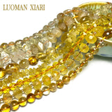 Natural Citrines Quartz Stone Beads Yellow Crystal Round Faceted Rondelle Square