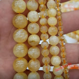 Natural Citrines Round Stone Beads Yellow Quartz Crystals DIY Jewelry