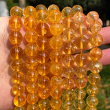Natural Citrines Stone Beads Yellow Crystal Round Loose Spacer Beads