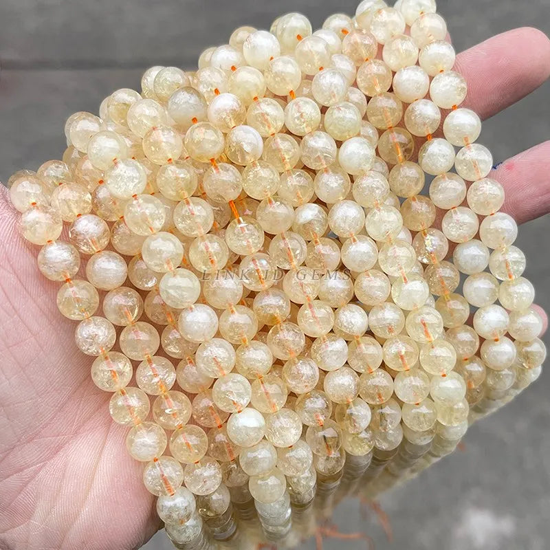 Natural Citrines Stone Yellow Crystal Healing Bead for Jewelry Making