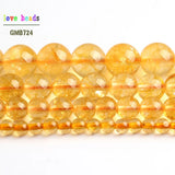 Natural Citrines Yellow Crystal Quartz Round Beads 15'' Strand DIY Bracelet