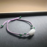 Natural Jadeite Rose Flower Knitted Bracelet 6.3 Inches