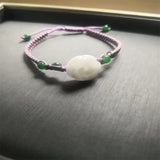 Natural Jadeite Rose Flower Knitted Bracelet 6.3 Inches