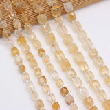 Natural Clean Citrine Faceted Cube Beads 14'' 10-11mm