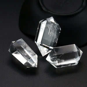 Natural Clear Crystal Double Point Quartz Pendant Chakra Reiki Healing Stone